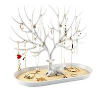 MORE&LESS Présentoir de bijoux en bois de cerf, pendentif de tour d'arbre pièces de rangement bagues boucles d'oreilles collier bracelet