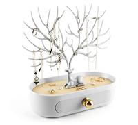 MORE&LESS Présentoir de bijoux en bois de cerf, pendentif de tour d'arbre pièces de rangement bagues boucles d'oreilles collier bracelet