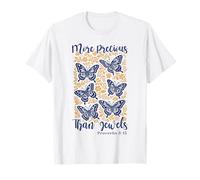 More Precious Than Jewels Proverbes Bible Verse Papillons T-Shirt