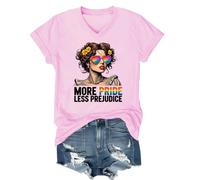 More Pride Less Prejudice T-shirt unisexe à col en V, rose, S