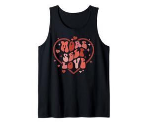 More Self Love Retro Groovy Heart Single Trendy Citation Débardeur