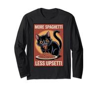 More Spaghetti Less Upsetti Cat Design pour Les Amateurs de Nourriture Manche Longue