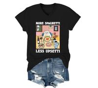 More Spaghetti Less Upsetti, T-shirt à col en V, More Spaghetti Less Upsetti, More Spaghetti Less Upsetti, unisexe, Noir , 3XL