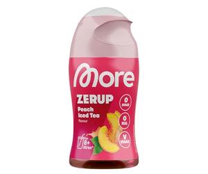 More Zerup, thé glacé à la pêche, 65 ml, pour jusqu'à 8 l de boisson prête à l'emploi, sirop sans sucre avec de vrais extraits de fruits, végétalien, zéro calories, fabriqué en Allemagne