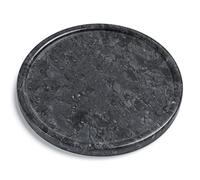 Moreast Plateau Rond en marbre Noir véritable, en Pierre Naturelle, Plateau décoratif en marbre Haut de Gamme, Plateau de Cuisine, Plateau de Commode, Plateau de Coiffeuse (Noir 20,3 cm)