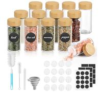 Moreau 12 Pièces pot à épices,100ml Bocaux à Épices Françaises, Pot à Épices en Verre et Bois Avec 96er Étiquette, Stylo, Couvercle Intérieur