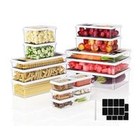 Moreau Boite Hermetique Alimentaire Lot de 16-Rangement Plastique Cuisine-Sans BPA Scellée avec Couvercle,Empilable Pour Céréales,Pâtes,Farine,Sucre etc