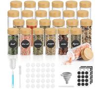 Moreau Lot de 24 pot à épices -Bocaux à Épices en Verre bambou Bois a Epices Cuisine Rangement-Sceller Avec couvercle Avec étiquette, stylo, couvercle intérieur (120ML)
