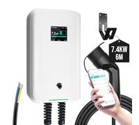 Morec Borne de Recharge Véhicules Électrique Type 2 32A 7KW 6M avec APP Prend en Charge la Connexion Standard Bluetooth et WiFi pour la Station de Charge, IEC 62196-2 Standard, RCD Type B