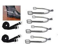 MORECP Lot de 4 éperons en acier inoxydable pour femme avec branches arrondies pour cowboy occidental, équitation, comprend 2 paires de bandes tissées PP MP07