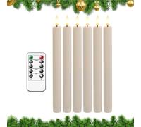 Moreeulsi Bougies sans flamme avec télécommande - 6 bougies coniques LED à distance avec minuteur, avec capteur, minuteur, mèche lumineuse, bougies de fenêtre pour la maison