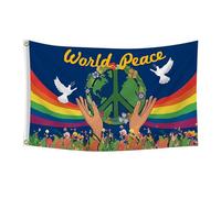 Moreeulsi Drapeaux de paix pour l'extérieur | Drapeau des symboles de la paix du monde - 0,9 x 1,5 m - Drapeau d'intérieur et d'extérieur résistant à la décoloration avec œillets en laiton - Bannière