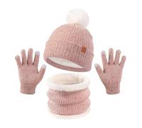 Moreeulsi Ensemble bonnet, écharpe et gants d'hiver chauds pour enfants avec cache-cou - Accessoires chauds et doux pour temps froid pour la marche, les aventures, le ski, le patinage, le cyclisme