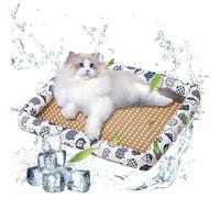 Moreeulsi Lit rafraîchissant en rotin glacé, Tapis rafraîchissant pour Animaux domestiques, Lit pour Animaux de Compagnie Ice-Cool Summer Comfort, Coussin Confortable en Tissu léger pour Animaux de