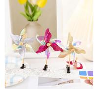 Moreeulsi Lot de 20 pinces à cheveux à paillettes en forme de moulin à vent, 9,5 x 7,3 cm, jolies barrettes à cheveux crocodiles colorées à paillettes, accessoires de dessin animé aléatoire, pinces à