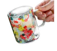 Moreeulsi Tasse en verre à fleurs séchées de 250 ml pour boisson, 10 x 7,5 cm avec poignées, tasses à café en verre à double paroi, fleurs séchées transparentes