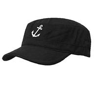 Morefaz Marine Casquette Hat Ancre Homme Femme Chasse Cadet Bonnet Armée DOMAINE Militaire Baseball Cap Pirate Captain MFAZ Ltd (Black White)