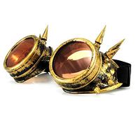 morefaz Welding Cyber Lunettes de protection pour soudage gothique Cosplay Steampunk Cosplay gothique antique victorien avec pointes et verres Shades Protection UV400 (TM), Pointes dorées, M/L