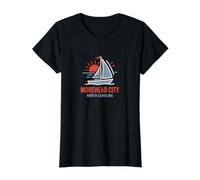 Morehead City Caroline du Nord Voilier Coucher de Soleil T-Shirt Graphique avec Valeur