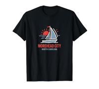 Morehead City Caroline du Nord Voilier Coucher de Soleil T-Shirt Graphique avec Valeur