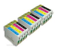 MoreInks - 12 Cartouches d'encre Compatibles cyan / magenta / jaune / noir T0715 cyan / magenta / jaune / noir