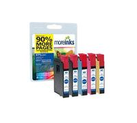 Moreinks - 5 Cartouches d’encre compatibles de qualité cyan / magenta / jaune / noir / noir pour imprimante Epson Stylus SX215 cyan / magenta / jaune / noir / noir G