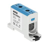 Morek MAA1095B10 Borne de répartition 1 pôle 6-95 mm², 245 A, 1500 V, bloc de distribution Al/Cu pour rail DIN TH35, bleu, OTL95