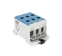 Morek MAA3050B10 Borne de répartition 3 pôles 1,5-50 mm², 320 A, 1500 V, bloc de distribution Al/Cu pour rail DIN TH35, bleu, OTL50-3