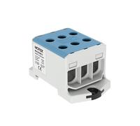 Morek MAA3050B10 Borne de répartition 3 pôles 1,5-50 mm², 320 A, 1500 V, bloc de distribution Al/Cu pour rail DIN TH35, bleu, OTL50-3