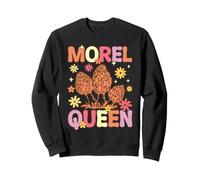 Morel Queen Groovy Mycologue de Chasse aux Champignons Sweatshirt