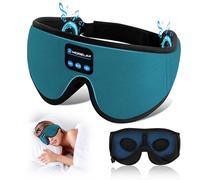 Morelax Masque de Sommeil avec Écouteurs Bluetooth, Masque de Nuit 3D Sans Fil, Casque Audio Bluetooth, Masque pour les yeux pour dormir, les Voyages, la Méditation, la Sieste, le Travail Posté (Cyan)