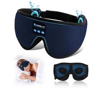 Morelax Masque de Sommeil avec Écouteurs Bluetooth, Masque de Nuit 3D Sans Fil, Casque Audio Bluetooth, Masque pour les yeux pour dormir, les Voyages, la Méditation, la Sieste, le Travail Posté (Bleu)