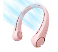 Morelax Ventilateur de Cou Portable, 3 Vitesses Réglables, Silencieux, Batterie USB 4000mAh Rechargeable, Léger, Idéal pour Maison, Voyage et Plein Air, Rose