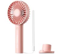 Morelax Ventilateur à main rechargeable par USB, mini ventilateur portable avec pied et support pour téléphone portable, 3 vitesses, jusqu'à 10 heures, batterie silencieuse, ventilateur à main et de