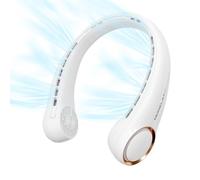 Morelax Ventilateur de Cou Portable, 4000mAh USB Rechargeable, 3 Vitesses Réglables, 360° Flux d'Air Silencieux, Sans Lames - Idéal pour Bureau, Domicile, Voyage et Sport (Blanc)