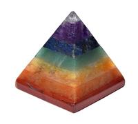 Morella 7-couche Pierres de Chakra pyramide, Collection de Pierres Semi-Précieuses Gravées, Améthyste, Cristal de Roche, Lapis-Lazuli, Jaspe Rouge, Aventurine, Jade Jaune, Agate Rouge