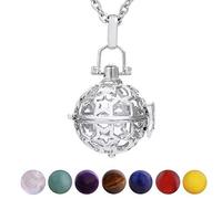 Morella Collier Femme 70 cm en Acier Inoxydable avec Pendentif étoiles et 7 Pierres précieuses minéraux Chakra sphères Boules dans Une Pochette en Velours