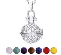 Morella Collier Femme 70 cm en Acier Inoxydable avec Pendentif Infinie et 7 Pierres précieuses minéraux Chakra sphères Boules dans Une Pochette en Velours