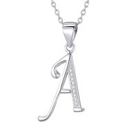 Morella Collier femme pendentif avec différentes lettres argent 925 rhodié avec zircons blancs 45 cm