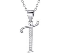 Morella Collier femme pendentif avec différentes lettres argent 925 rhodié avec zircons blancs 45 cm