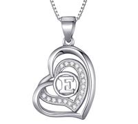Morella Collier Femme Pendentif en Forme de Coeur avec Lettre E Argent 925 rhodié avec zircons Blancs 46 cm