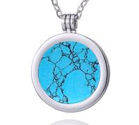 Morella Collier pour Femme 70 cm en Acier Inoxydable avec Chakra Coin Pendentif 33 mm gemme Pierre Turquoise dans Une pochete en Velours