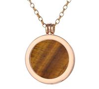 Morella Collier pour Femme 70 cm en Acier Inoxydable Or avec Chakra Coin Pendentif 33 mm gemme Pierre dans Une pochete en Velours
