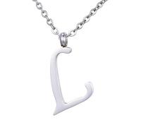Morella collier pour femmes en acier inoxydable argent avec pendentif lettre L