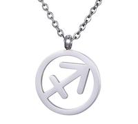 Morella Collier pour Femmes en Acier Inoxydable Argent avec Pendentif Signe du Zodiaque Sagittaire dans Petit Sac