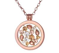 Morella Dames Collier Rose Or 70 cm en Acier Inoxydable et Pendentif avec pièce de Or-Argent-Rose 33 mm dans Un Sac à Bijoux