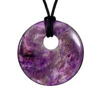 Morella Femme Collier 80 cm avec Donut Pendentif Pierre Précieuse Améthyste dans Petit Sac