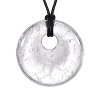 Morella Femme Collier 80 cm avec Donut Pendentif Pierre Précieuse Cristal de Montaigne dans Petit Sac