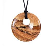 Morella Femme Collier 80 cm avec Donut Pendentif Pierre Précieuse dans Petit Sac