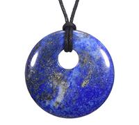 Morella Femme Collier 80 cm avec Donut Pendentif Pierre Précieuse Lapis-Lazuli dans Petit Sac